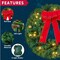 3 Pcs 19 Inch Prelit Christmas Wreath Battery Operated LED Holiday Decoration
